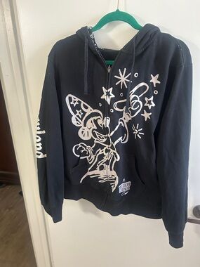 Disney Black Hoodie with White Sorcerer Mickey Graphic